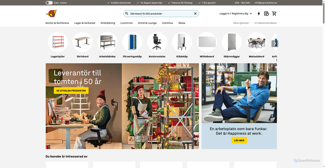 Security scan screenshot of https://www.ajprodukter.se/
