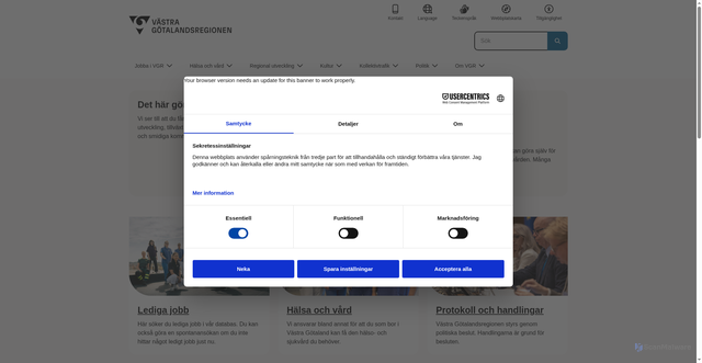 Security scan screenshot of http://www.vgregion.se