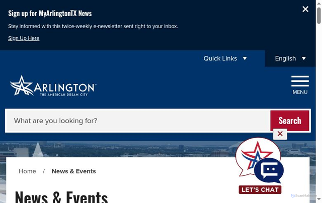 Security scan screenshot of https://www.arlingtontx.gov/myarlingtontx