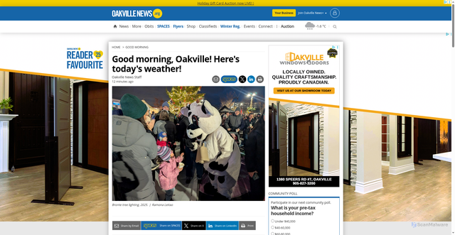 Security scan screenshot of https://www.oakvillenews.org/good-morning/good-morning-oakville-heres-todays-weather-11562728