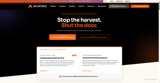 Security scan screenshot of https://aviatrix.com