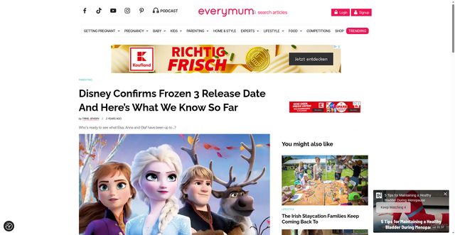 Security scan screenshot of https://everymum.ie/my-family/disney-confirms-frozen-3-release-date-and-heres-what-we-know-so-far/