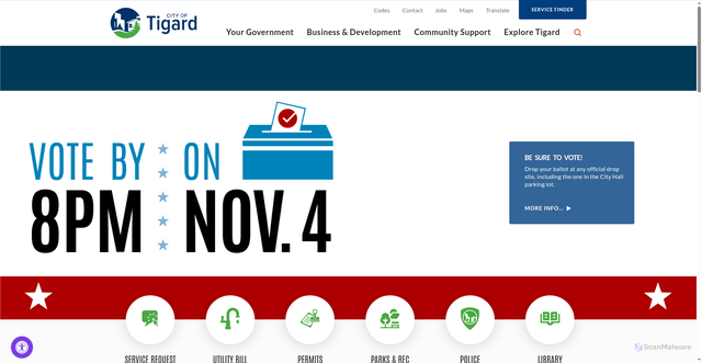 Security scan screenshot of https://www.tigard-or.gov/