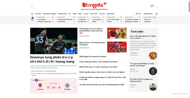 Security scan screenshot of https://bongdaplus.vn
