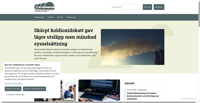Security scan screenshot of https://www.tillvaxtanalys.se/