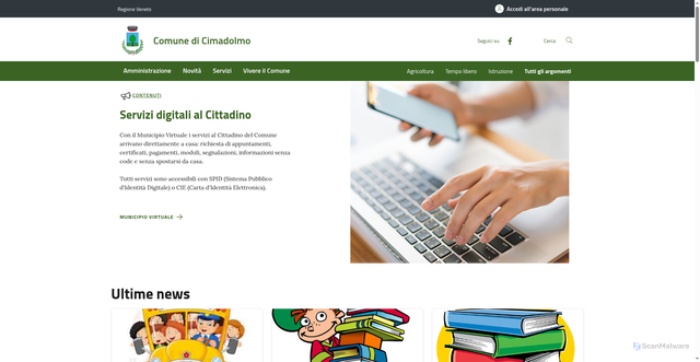 Security scan screenshot of https://www.comune.cimadolmo.tv.it