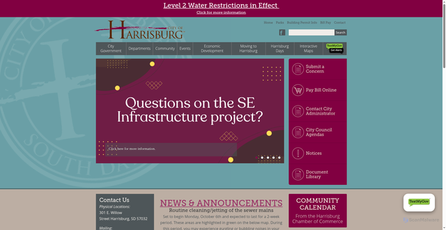 Security scan screenshot of https://harrisburgsd.gov/