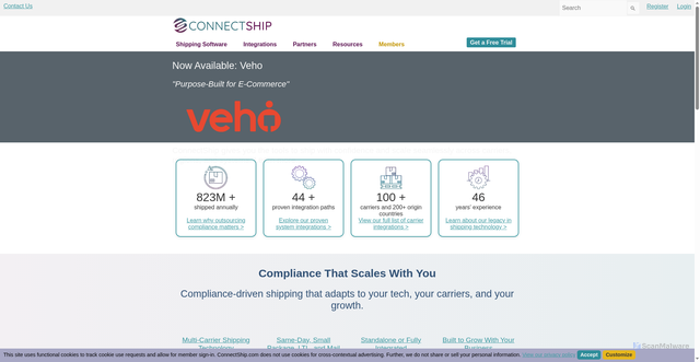 Security scan screenshot of https://connectship.com