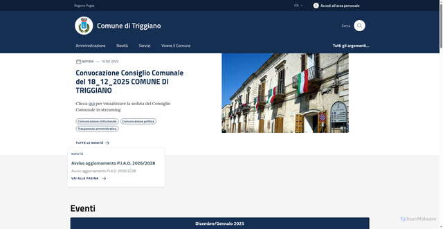 Security scan screenshot of https://www.comune.triggiano.ba.it/