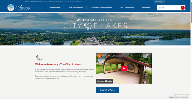 Security scan screenshot of https://amerywi.gov/