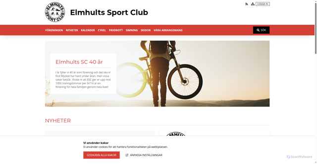 Security scan screenshot of https://elmhultssportclub.se