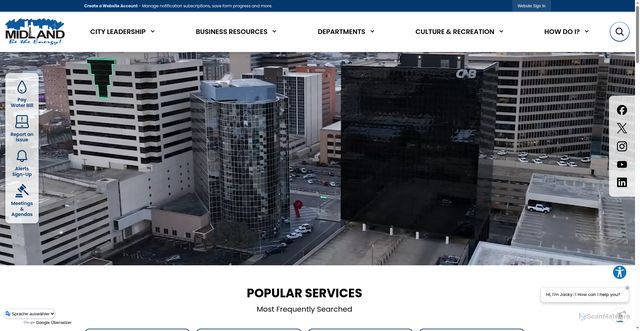 Security scan screenshot of https://midlandtexas.gov/