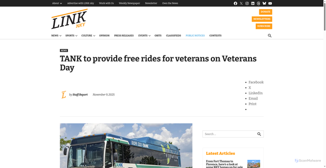 Security scan screenshot of https://linknky.com/news/2025/11/09/tank-free-rides-veterans-day-2025/