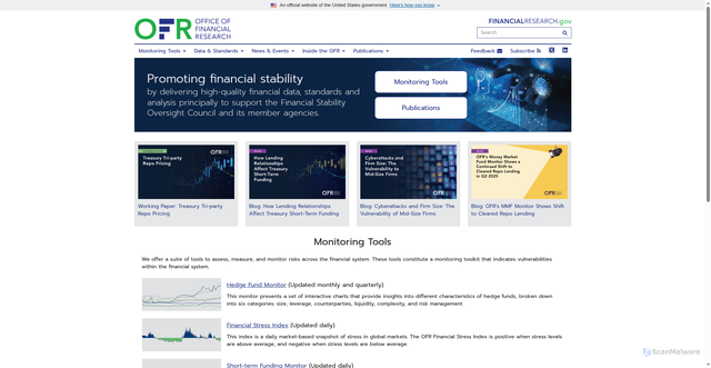 Security scan screenshot of https://www.financialresearch.gov/