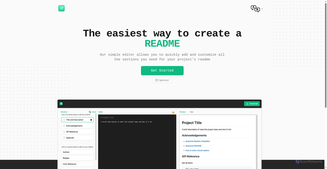 Security scan screenshot of https://readme.so