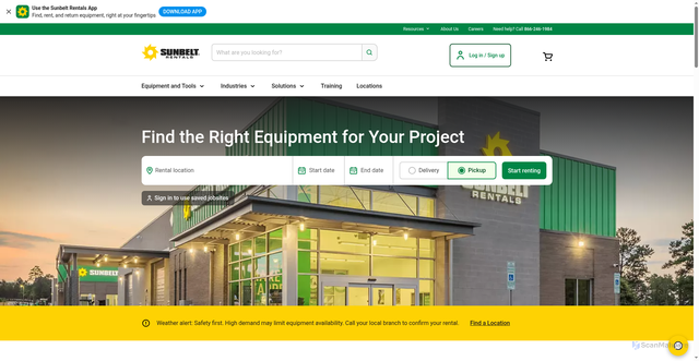 Security scan screenshot of https://www.sunbeltrentals.com/