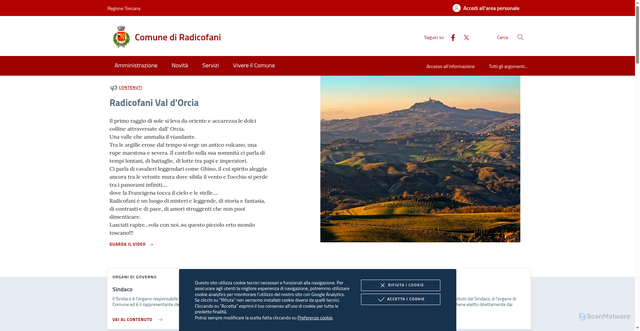 Security scan screenshot of https://www.comune.radicofani.si.it