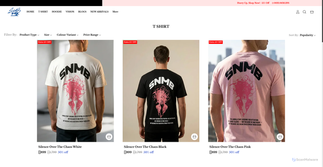 Security scan screenshot of https://snmb.shop/collection/lNxezsrC
