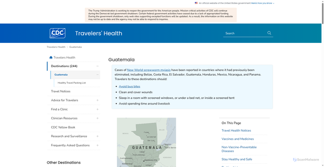 Security scan screenshot of https://wwwnc.cdc.gov/travel/destinations/traveler/none/guatemala