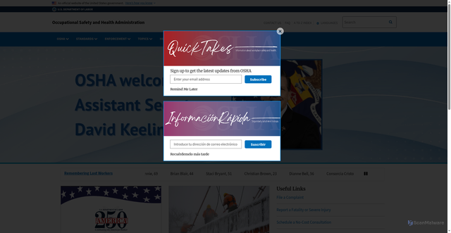 Security scan screenshot of https://osha.gov/