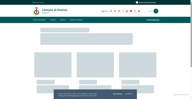 Security scan screenshot of https://www.comune.padova.it/