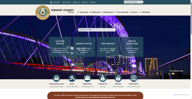 Security scan screenshot of https://www.tarrantcountytx.gov/en.html