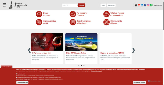 Security scan screenshot of https://www.to.camcom.it/