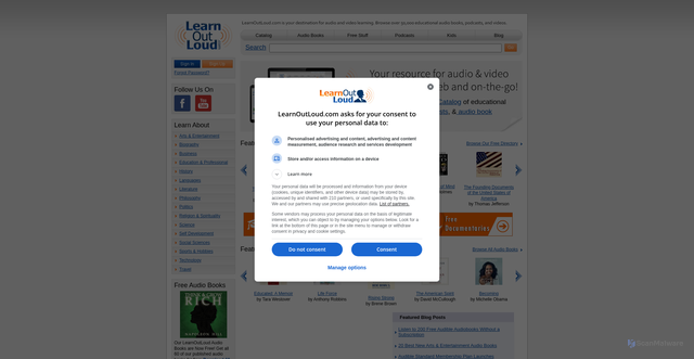 Security scan screenshot of https://learnoutloud.com