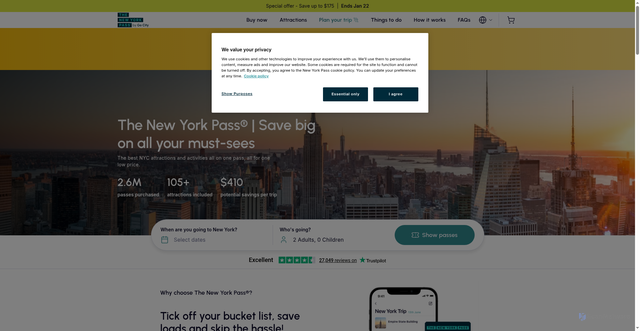 Security scan screenshot of https://www.newyorkpass.com/en
