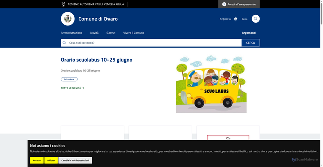 Security scan screenshot of https://www.comune.ovaro.ud.it