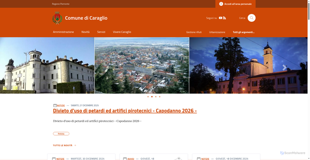 Security scan screenshot of https://www.comune.caraglio.cn.it/