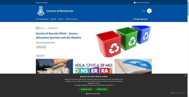 Security scan screenshot of https://www.comune.monserrato.ca.it/it