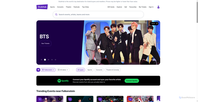 Security scan screenshot of https://checkout.stubhub.com
