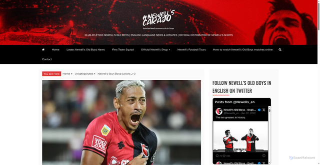 Security scan screenshot of https://newellscarajo.com/newells-stun-boca-juniors-2-0/