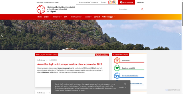 Security scan screenshot of https://www.odcectrapani.it