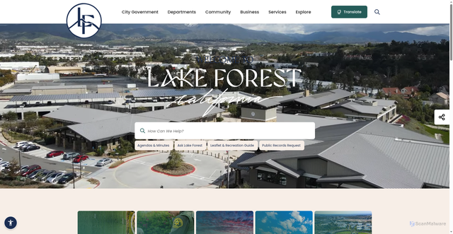 Security scan screenshot of https://lakeforestca.gov/