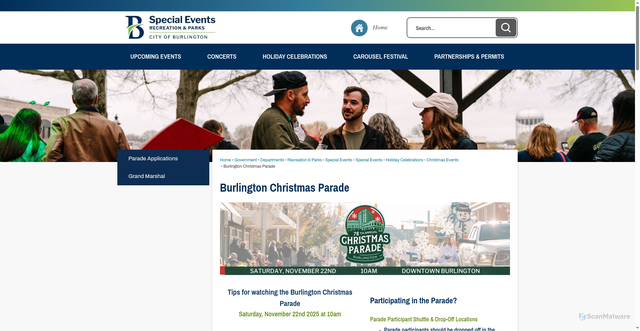 Security scan screenshot of https://www.burlingtonnc.gov/2270/Burlington-Christmas-Parade