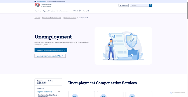 Security scan screenshot of https://uc.pa.gov