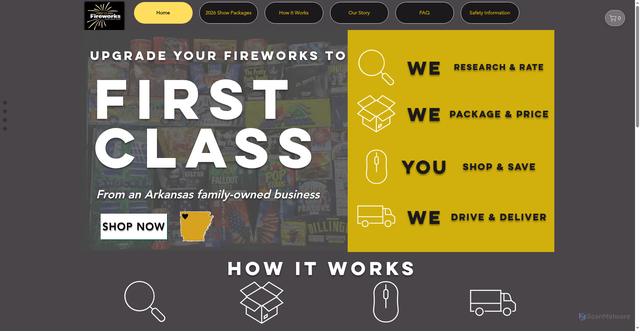Security scan screenshot of https://www.firstclassfirewks.com/