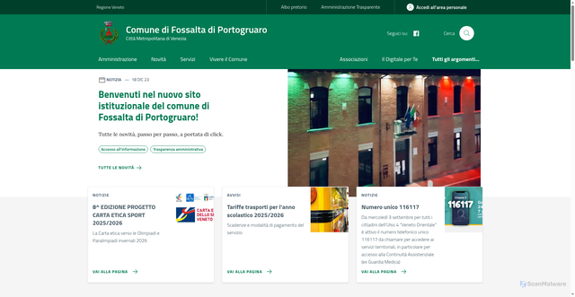 Security scan screenshot of https://www.comune.fossaltadiportogruaro.ve.it/