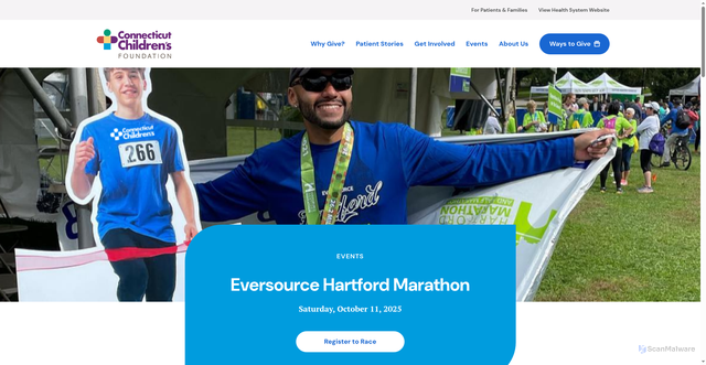 Security scan screenshot of https://www.connecticutchildrensfoundation.org/events/eversource-hartford-marathon-1