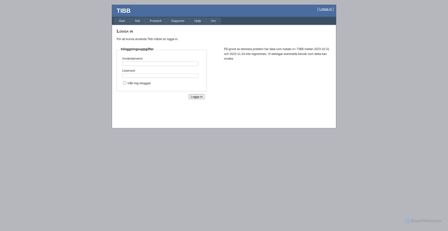 Security scan screenshot of https://tibb.se
