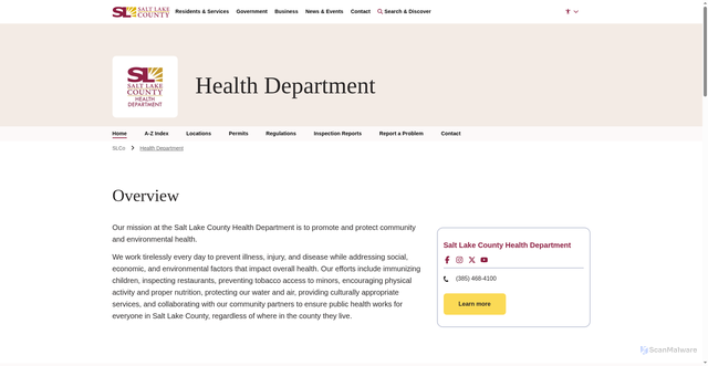 Security scan screenshot of https://www.saltlakecounty.gov/health