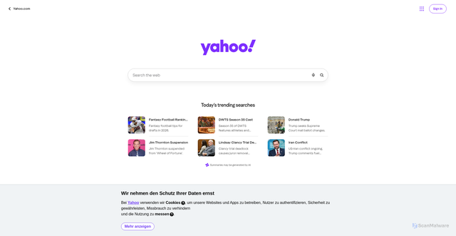 Security scan screenshot of acapi.yahoo.com