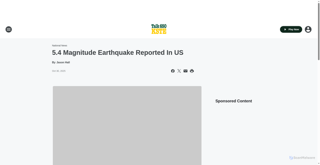 Security scan screenshot of https://kste.iheart.com/content/2025-10-30-54-magnitude-earthquake-reported-in-us/