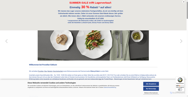 Security scan screenshot of https://www.porzellan-exklusiv.de
