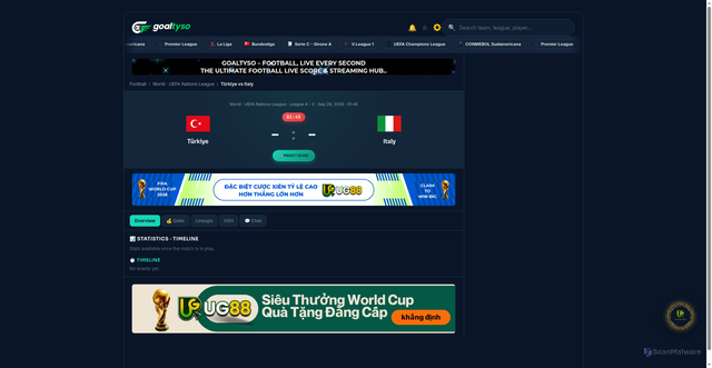 Security scan screenshot of https://www.tructieplive.site/en/match.php?id=1528905