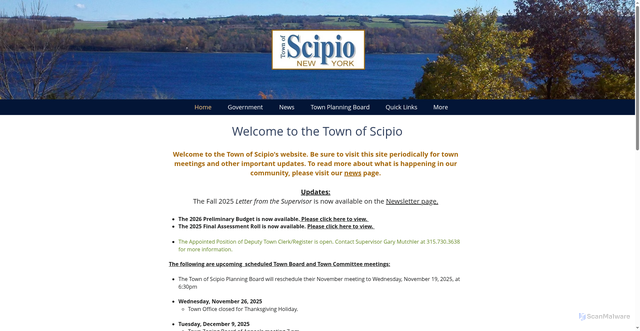 Security scan screenshot of https://www.townofscipiony.gov/
