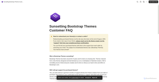 Security scan screenshot of https://themes.getbootstrap.com/