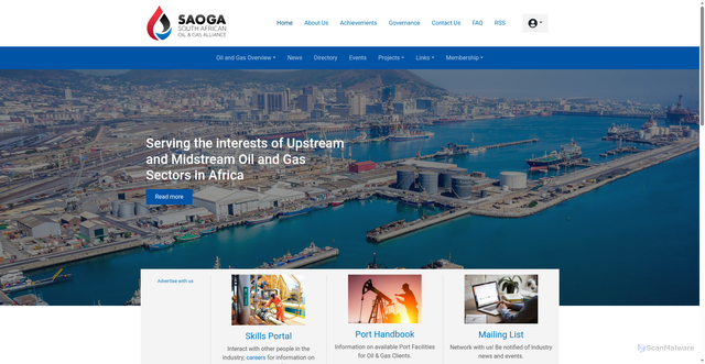 Security scan screenshot of https://saoga.org.za